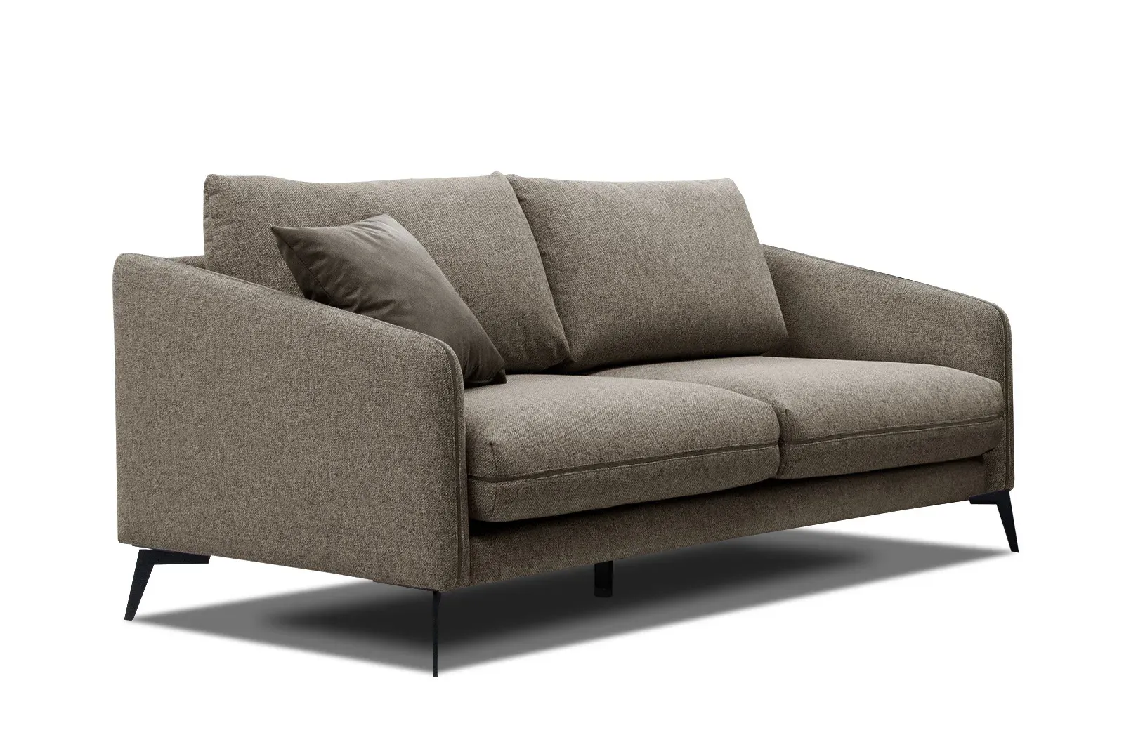 Canapé droit 3 places tissu marron noix