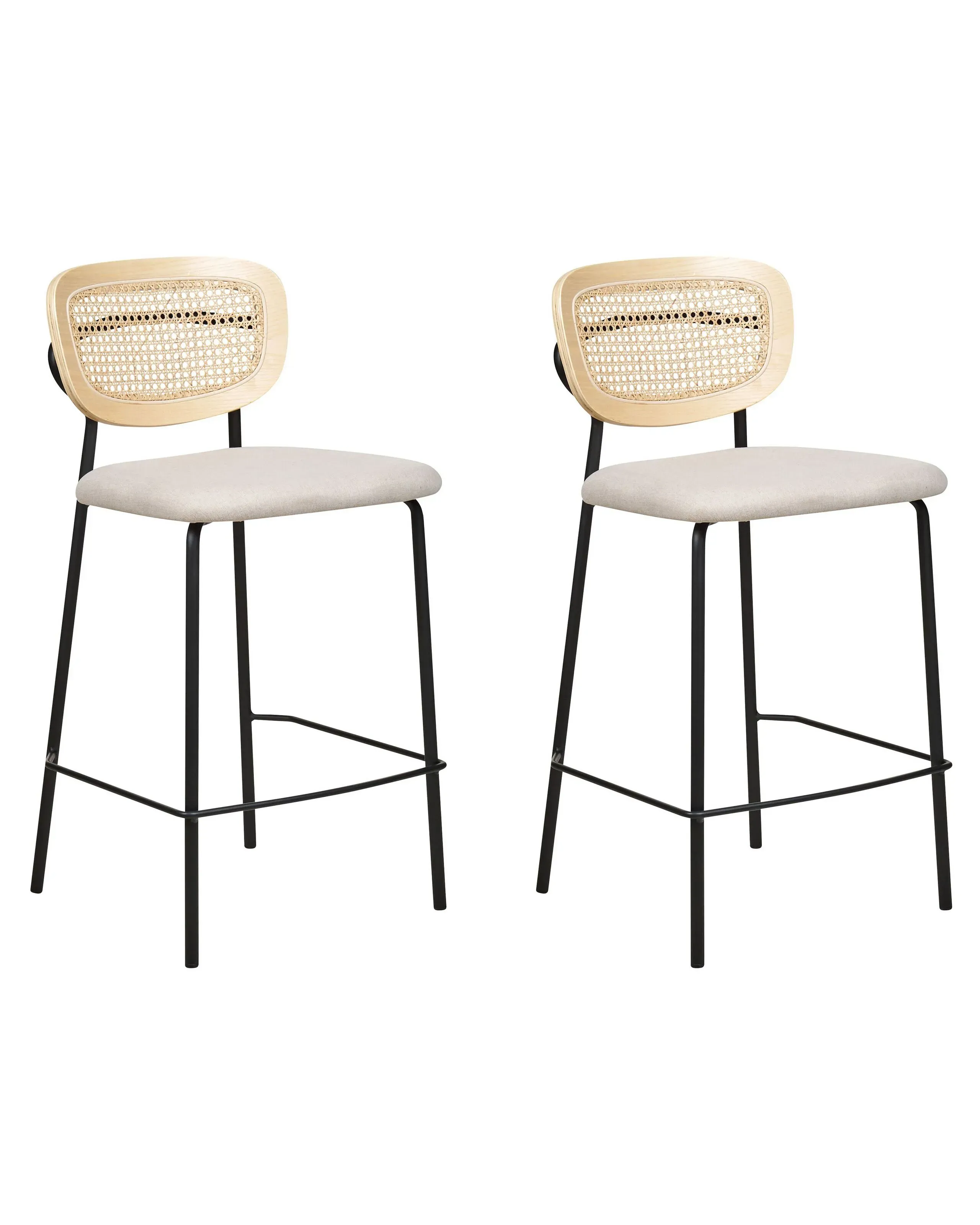 Lot de 2 chaises de bar rotin beige clair