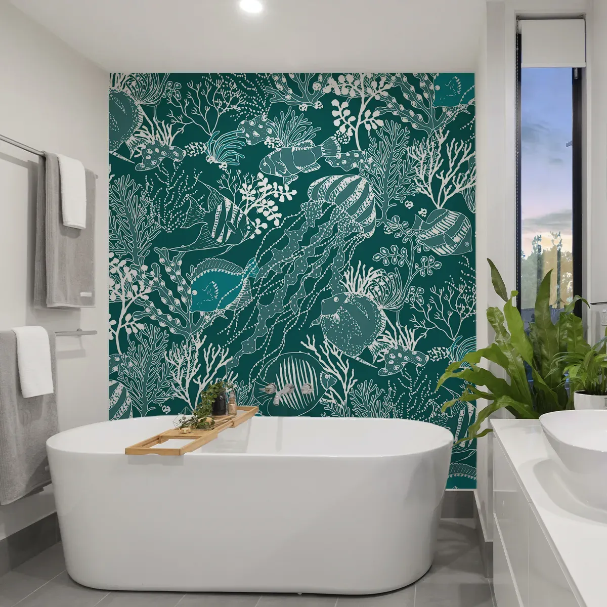 Papier peint panoramique enfant en apnée vert 300x250cm