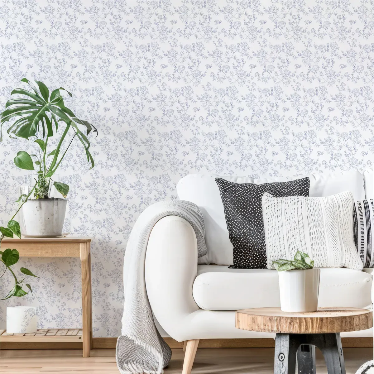 Papier peint panoramique pivoines bleu 300x250cm