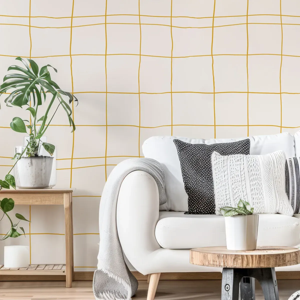 Papier peint panoramique ciel ciselé jaune 225x250cm