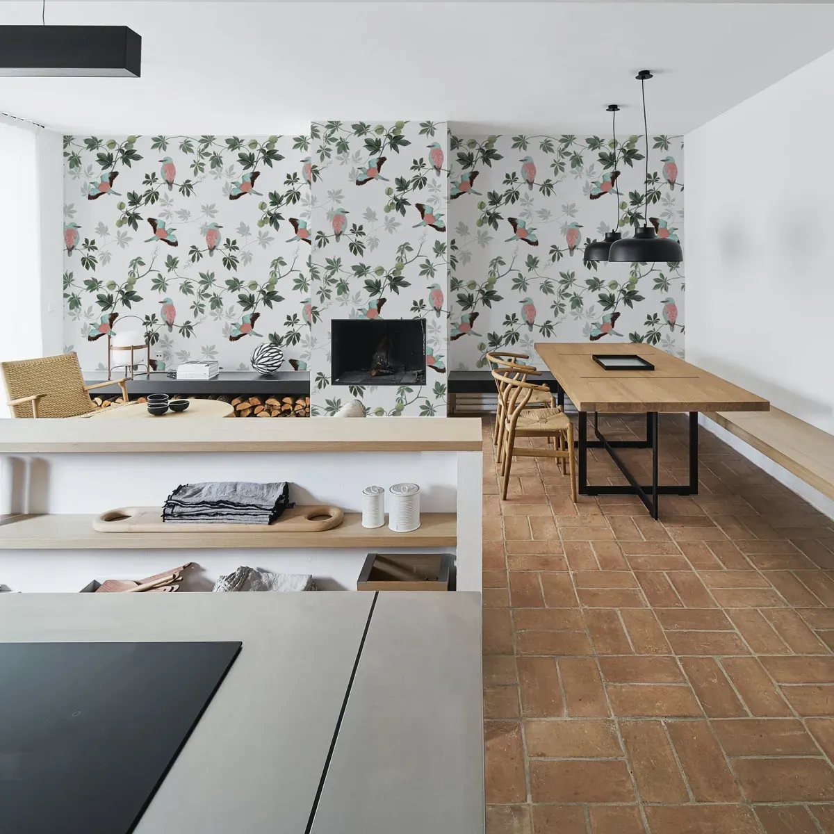 Papier peint panoramique motif marronniers beige 525x250cm