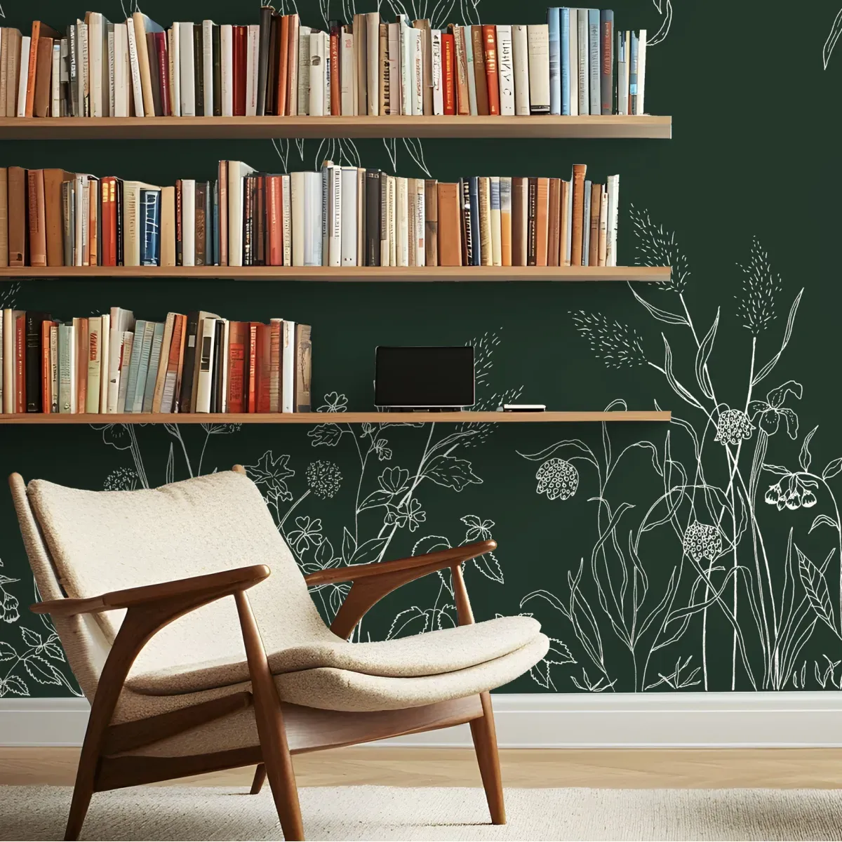 Papier peint panoramique sous la canopée vert foncé 450x250cm