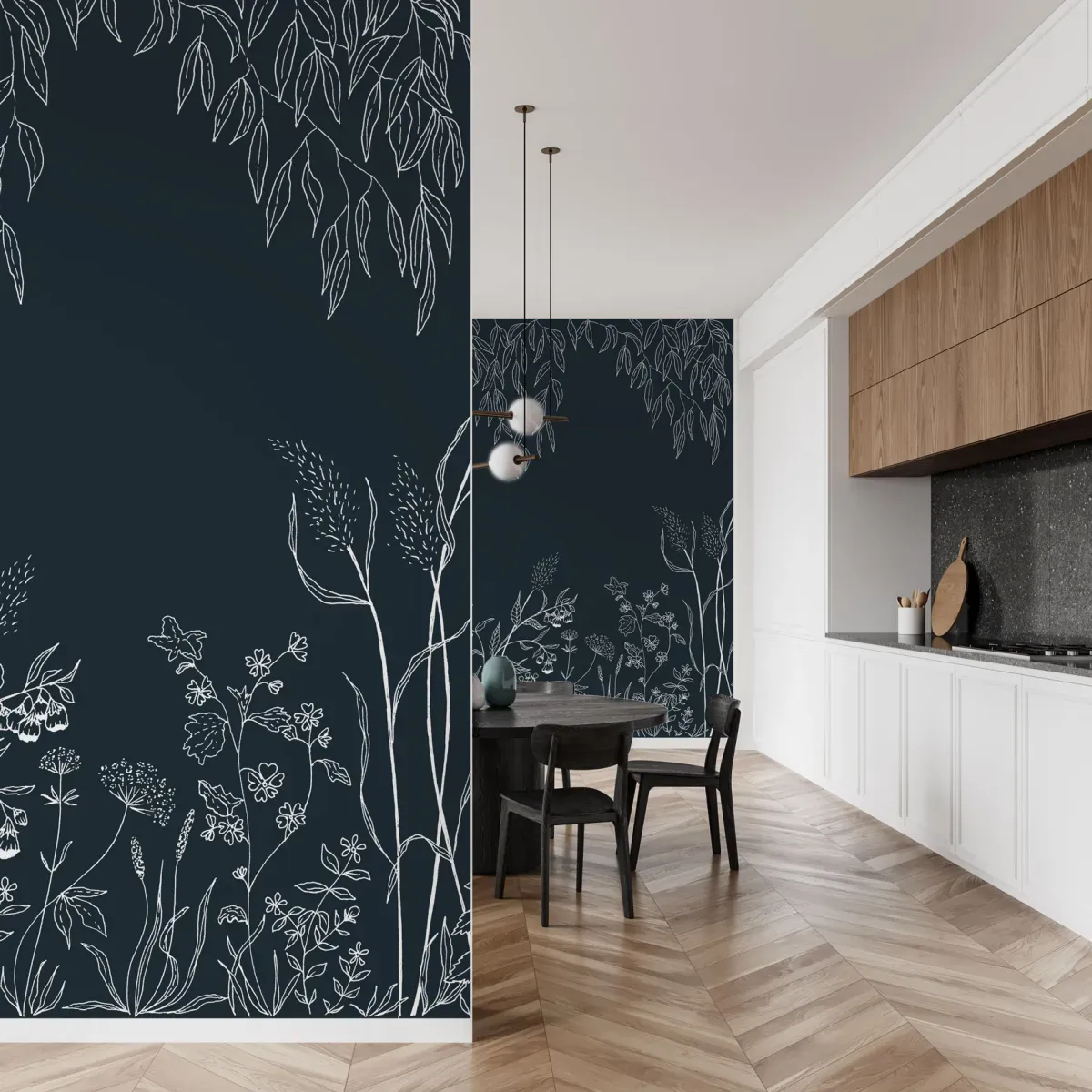 Papier peint panoramique sous la canopée bleu 450x250cm