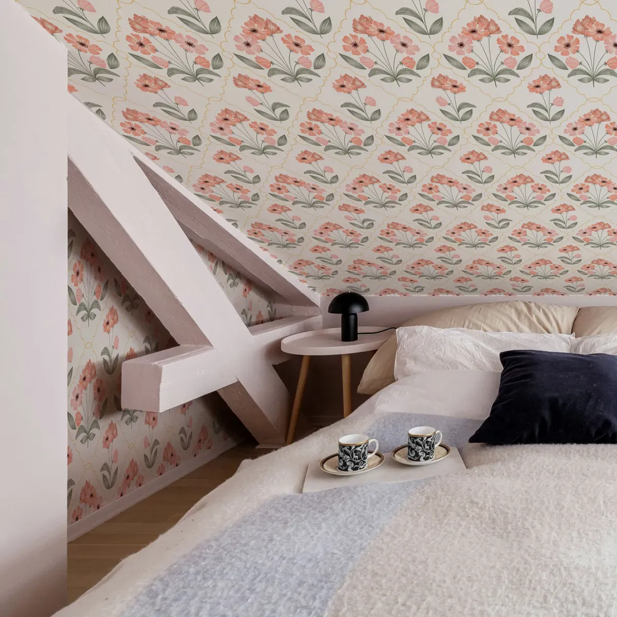 Papier peint panoramique anémones vert clair 525x250cm