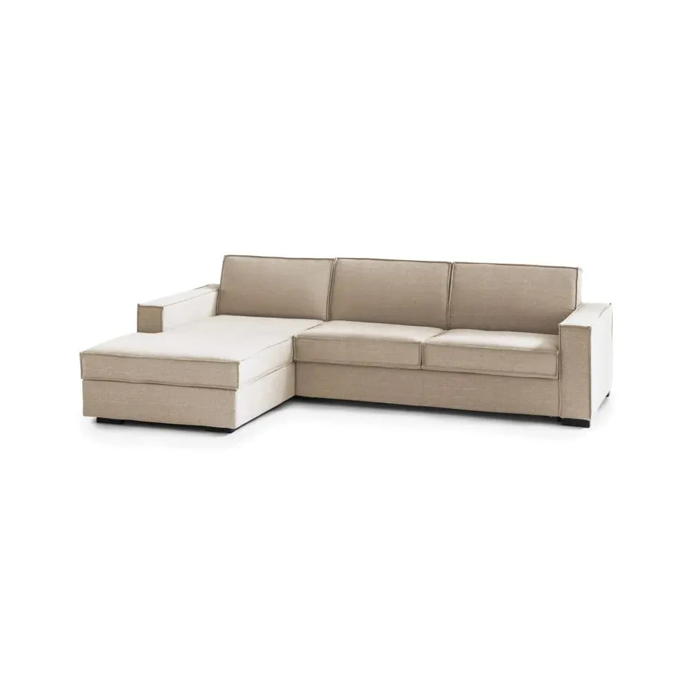 Canapé d'angle convertible en tissu beige 280x95h90 cm
