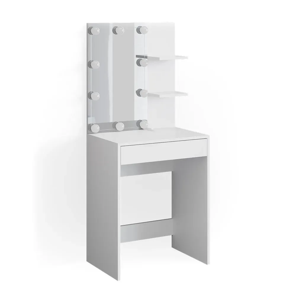 Coiffeuse avec éclairage LED, Blanc 60 x 140cm