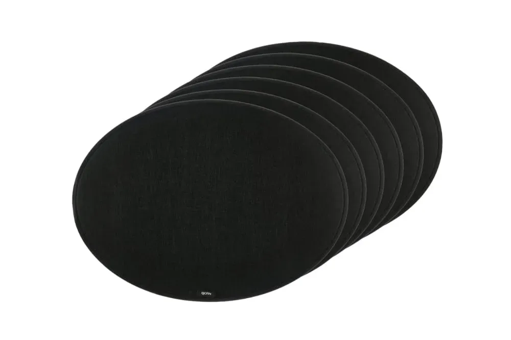 Ovaler Tischset - 6er-Set - Recycelter Filz in Schwarz