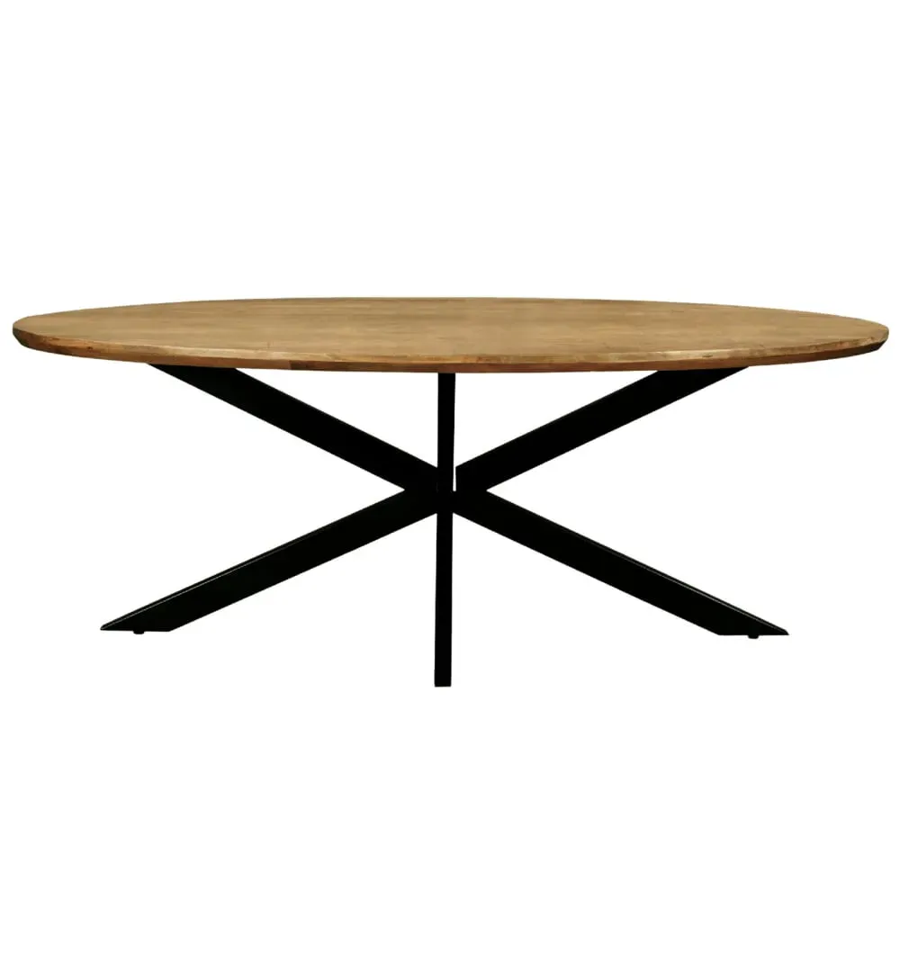 Table à manger ovale 8/10 personnes L.240 cm, Manguier et métal