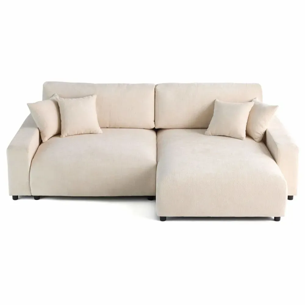 Canapé d'angle réversible convertible 4 places en velours texturé