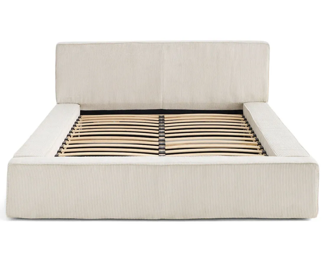 Lit coffre en Velours côtelé 160x200 cm beige