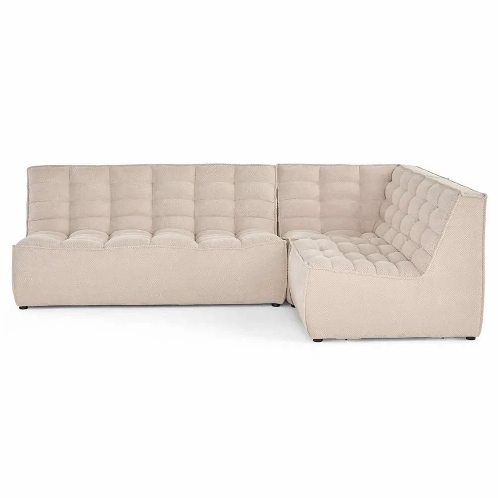 Canapé modulable 4 places angle réversible en velours texturé beige