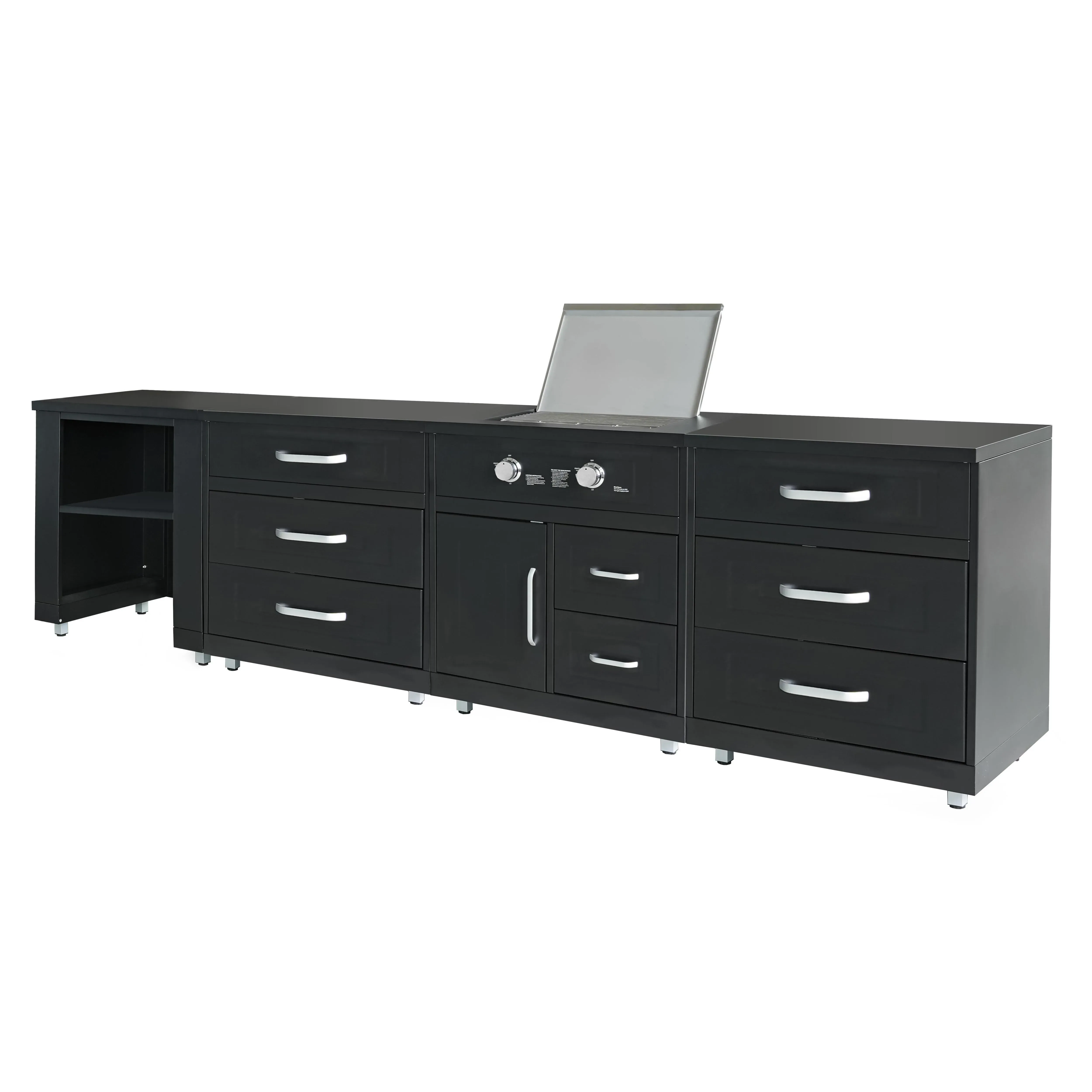 Cuisine d'extérieur 4 éléments avec gazinière noir