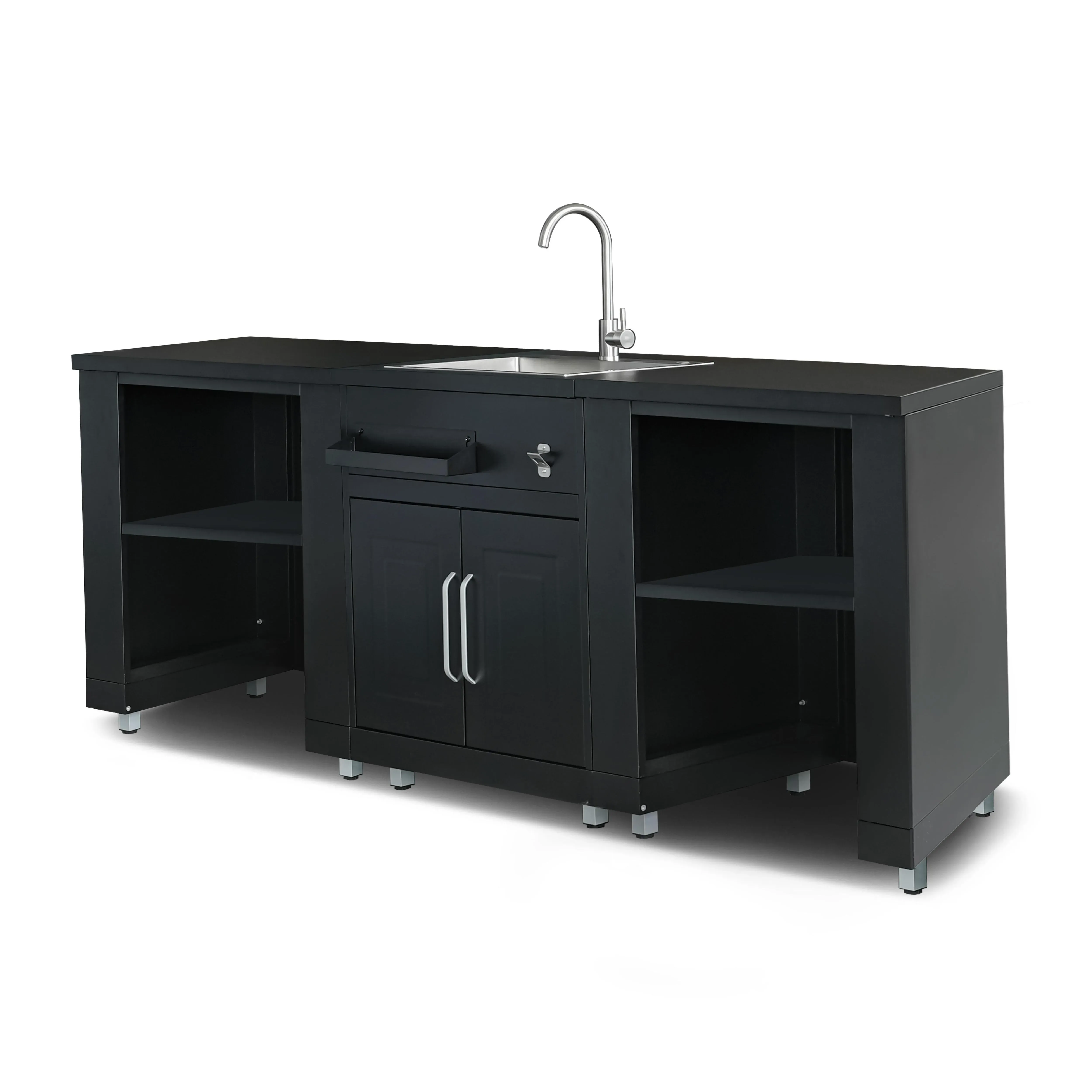 Cuisine d'extérieur 3 éléments avec évier noir