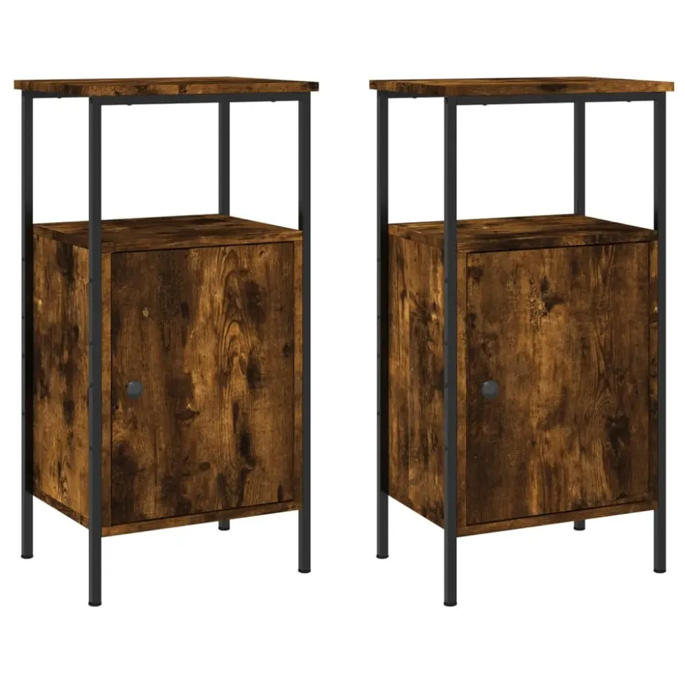 Lot de 2 tables de chevet bois marron 41x31x80 cm