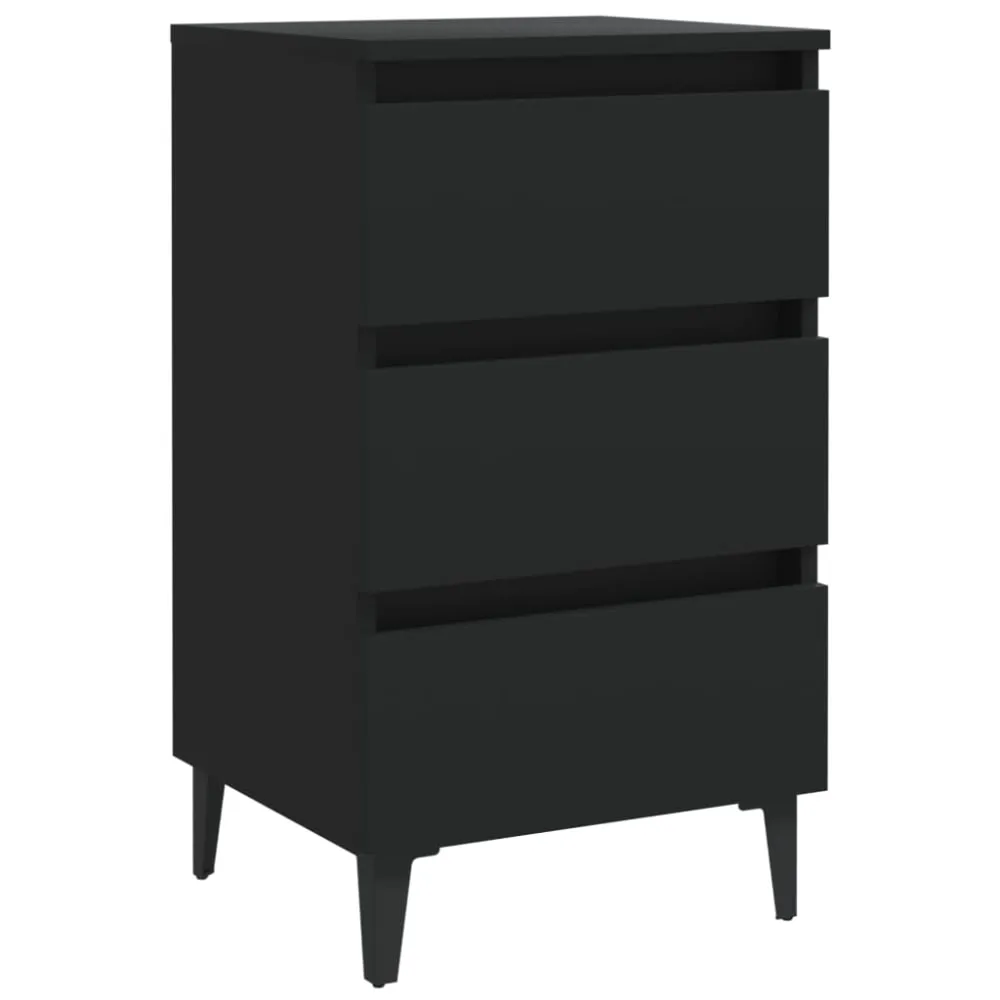Table de chevet bois noir 40x35x69 cm
