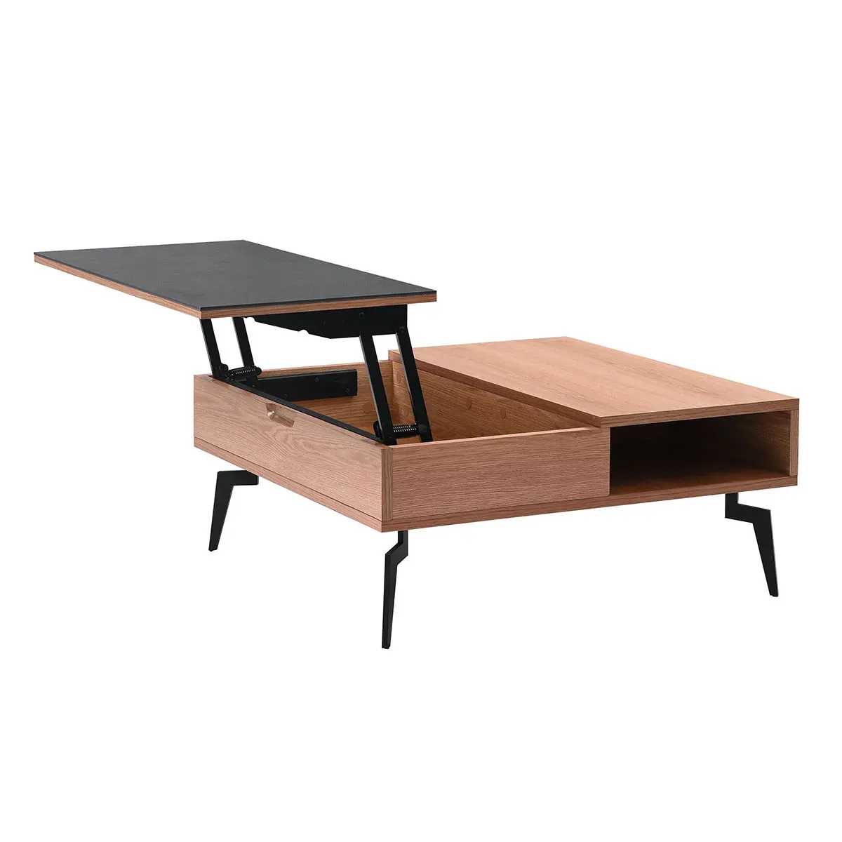 Table  basse relevable effet chêne et céramique