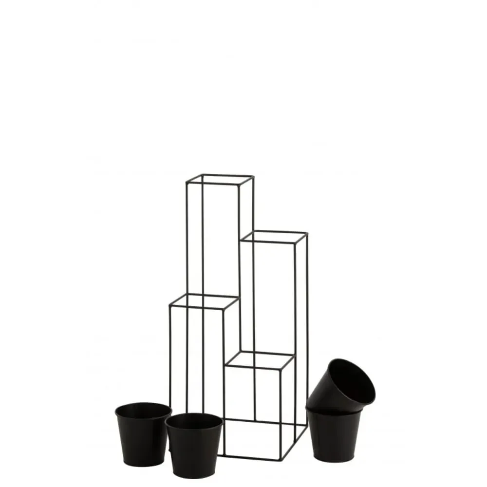 Cache-pots suspendus en métal noir 31x31x70 cm