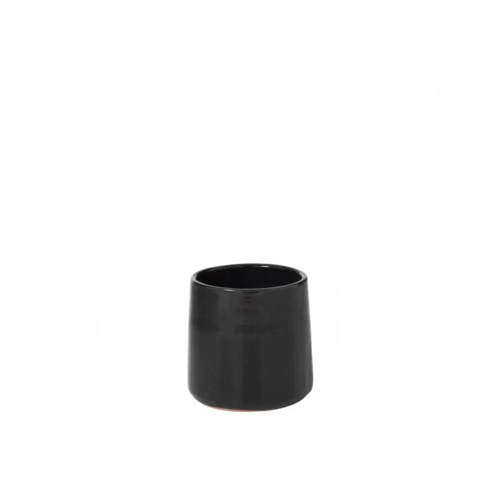 cache-pot rond en céramique noir 18x18x17 cm