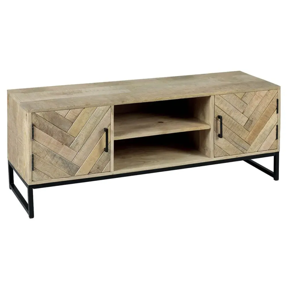 Meuble  tv 2 portes 2 niches en manguier massif