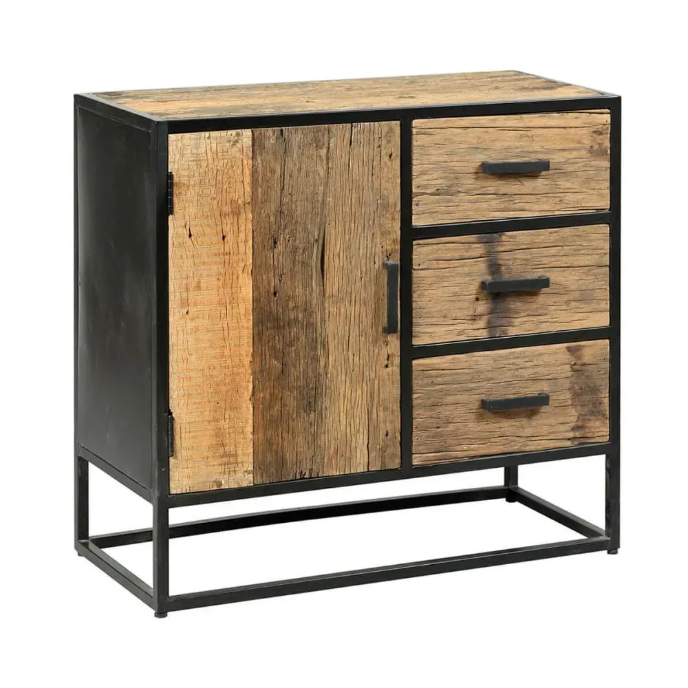 Meuble de rangement en teck recyclé et métal