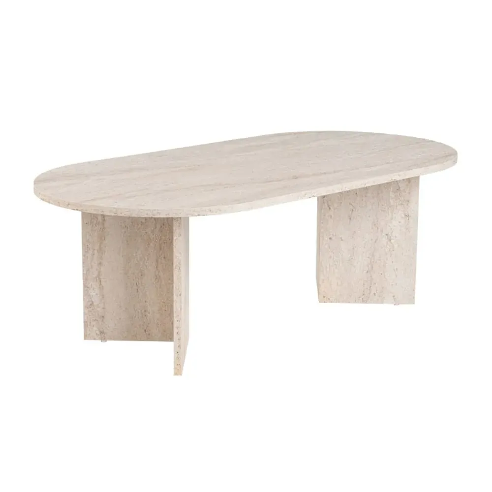 Table basse ovale - L119 cm - Effet Travertin