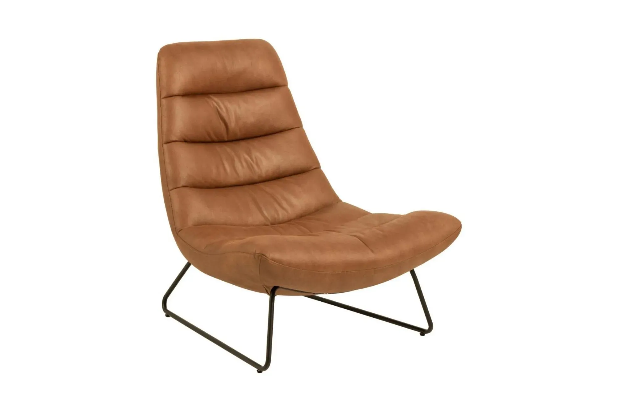 Fauteuil lounge en simili cognac
