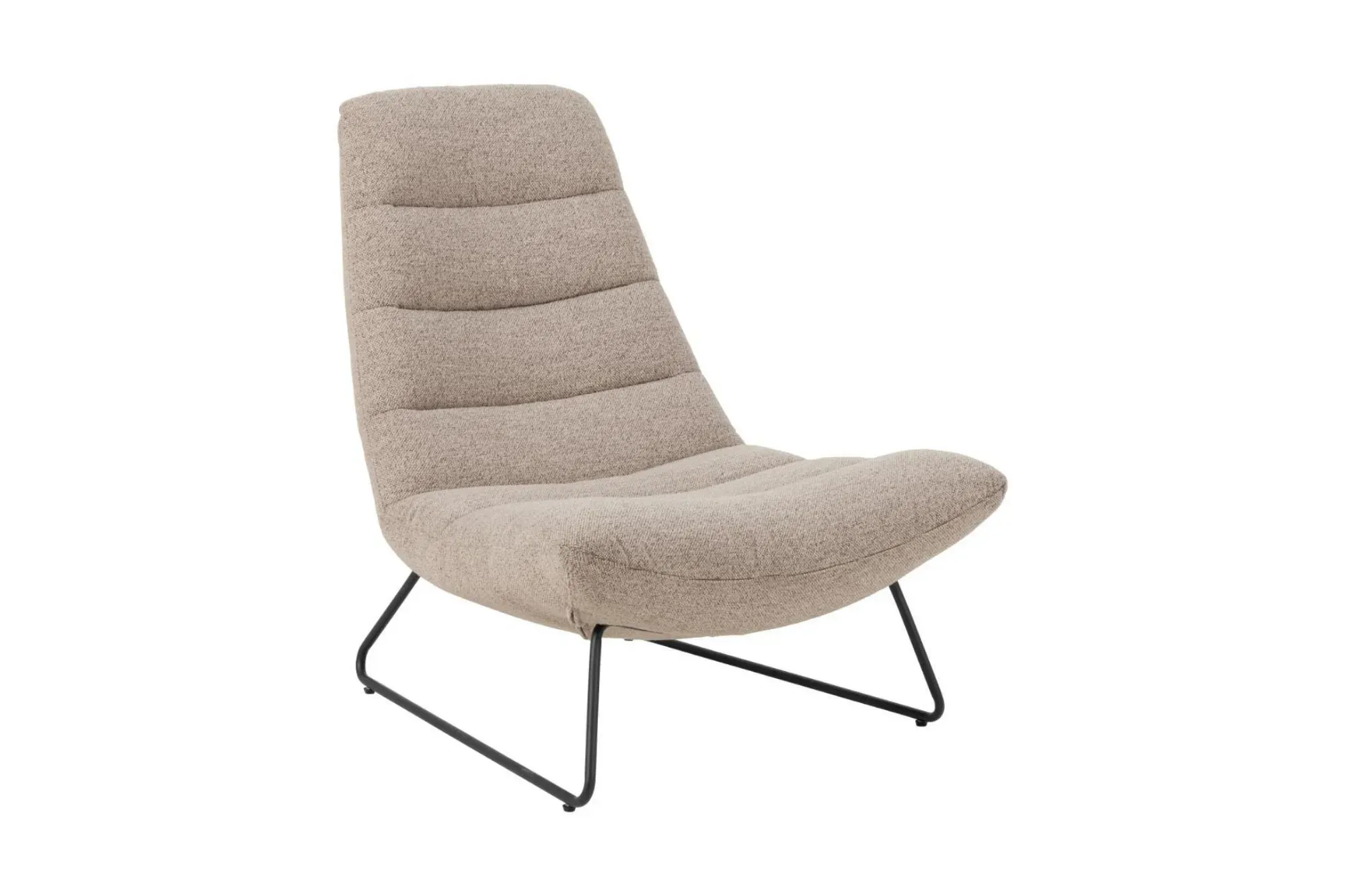 Fauteuil lounge en tissu bouclette beige