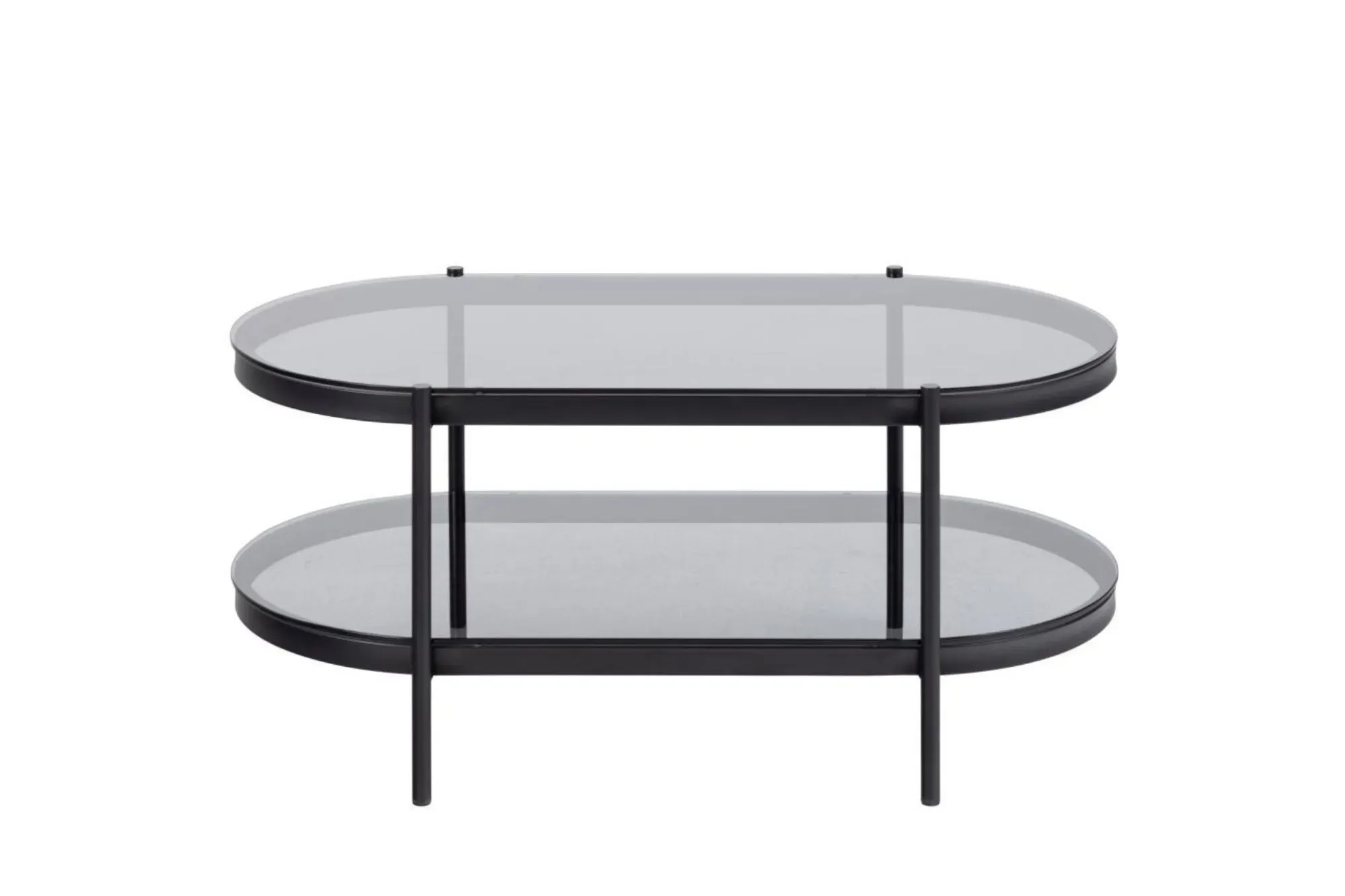 Table basse ovale en verre et métal noir