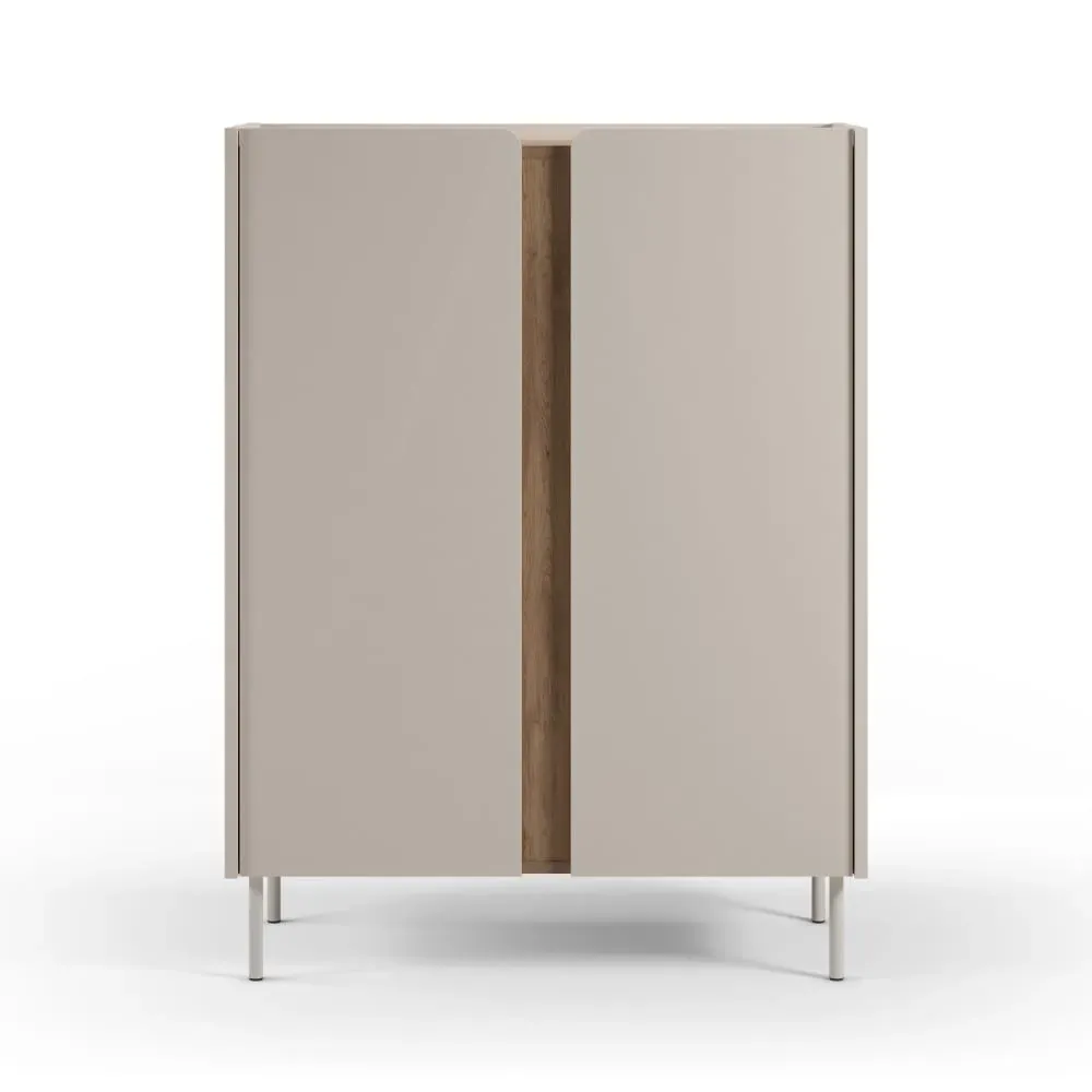 Buffet 2 portes en bois et métal H120cm - Beige