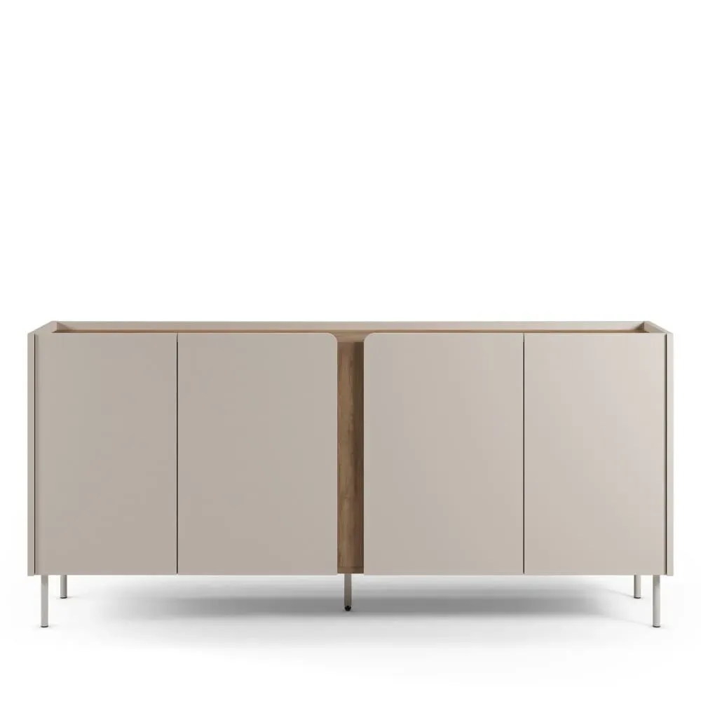 Buffet 4 portes en bois et métal L180cm - Beige