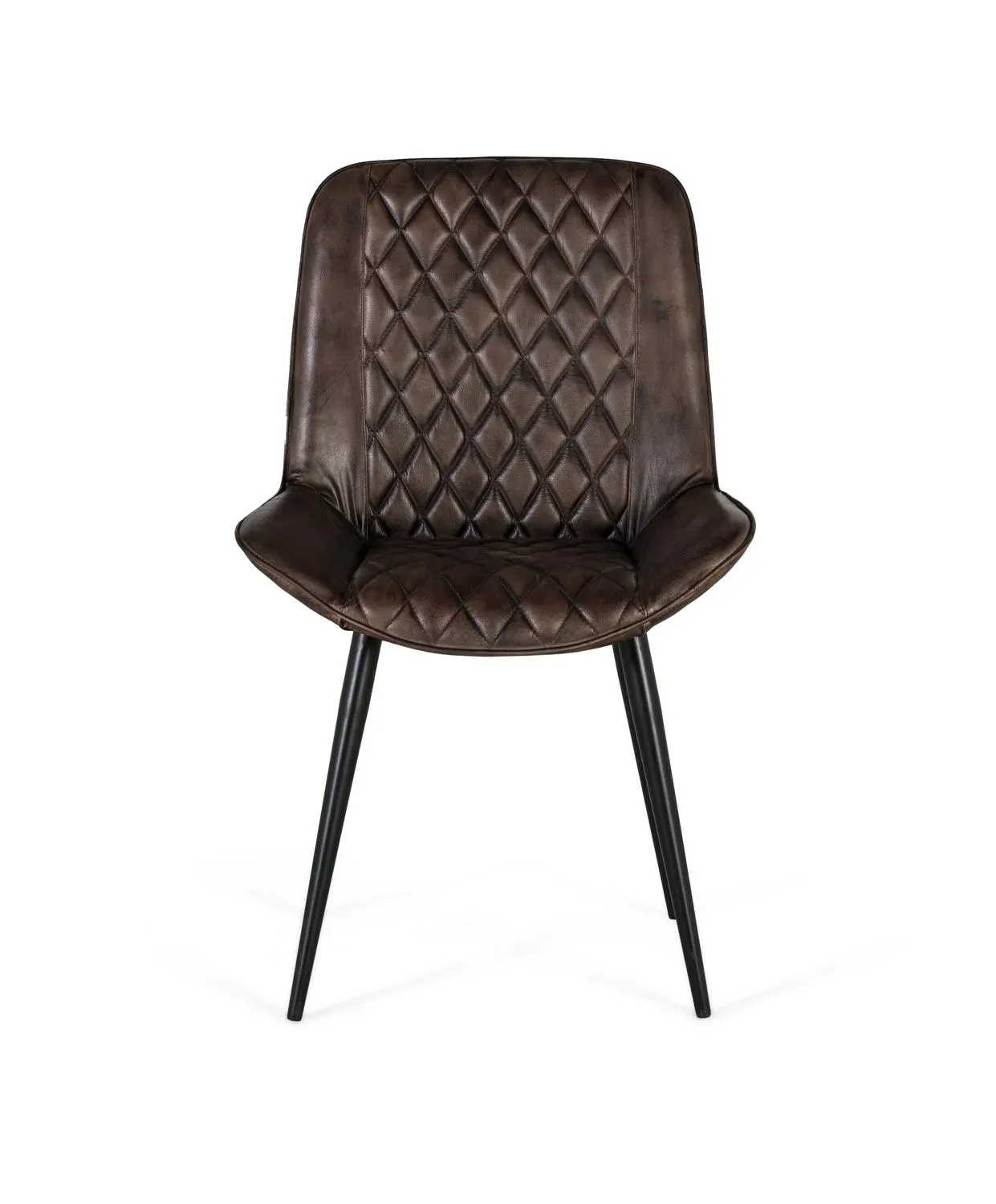 Chaise rembourrée en cuir gris cendré