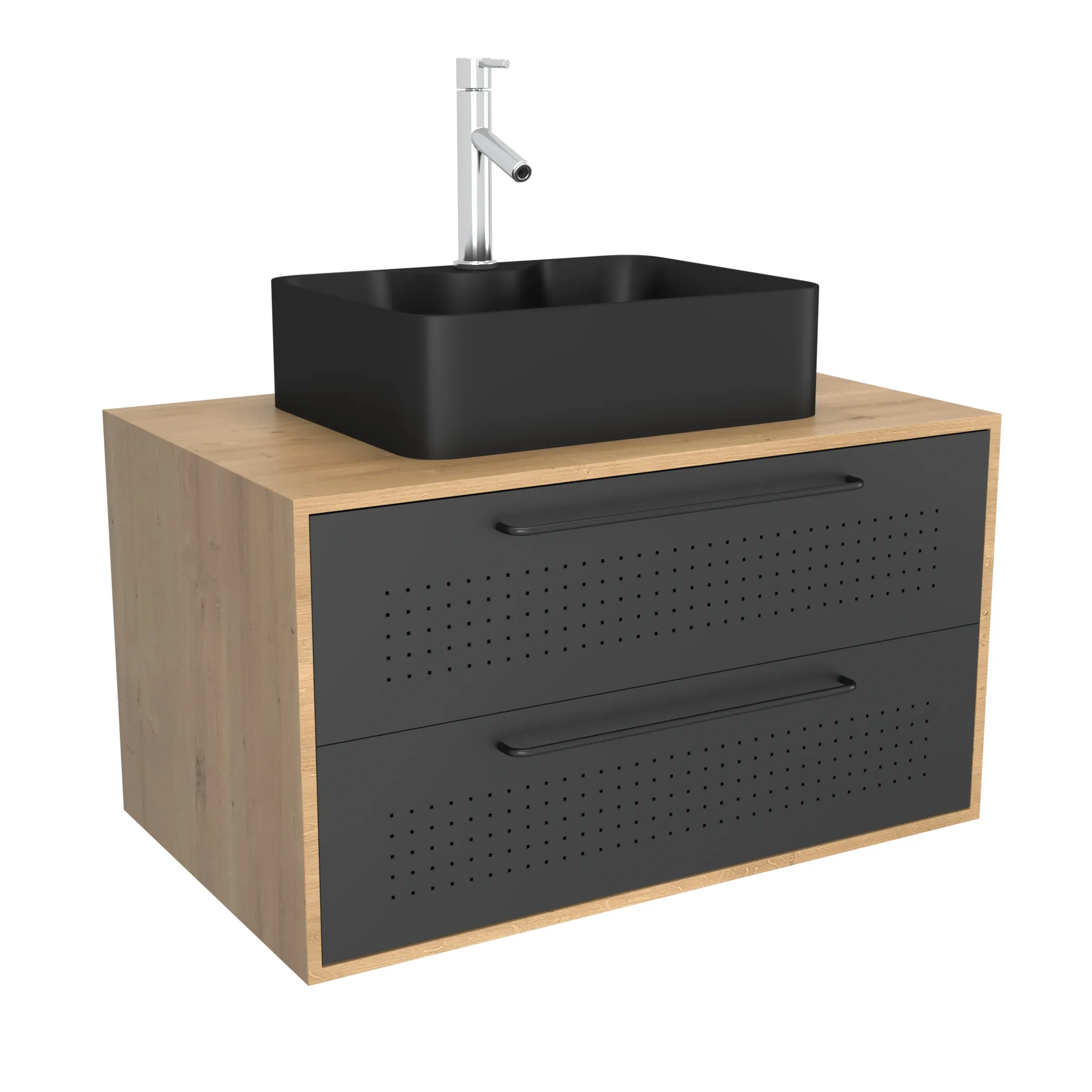 Meuble de salle de bains effet bois marron - 80 cm