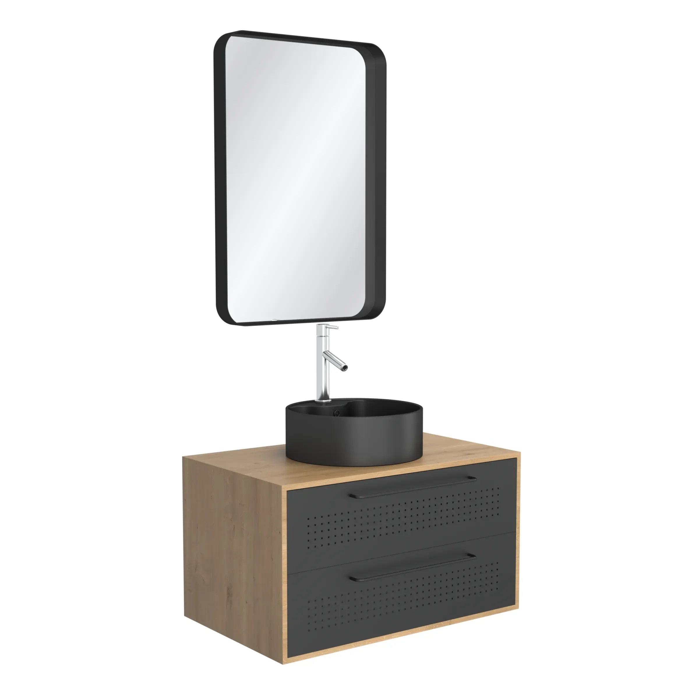 Meuble de salle de bains effet bois marron - 80 cm