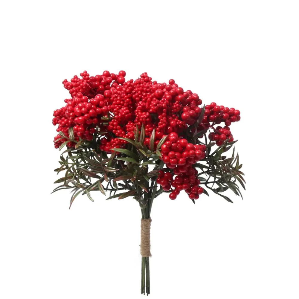 Bouquet de baies artificiel rouge H20