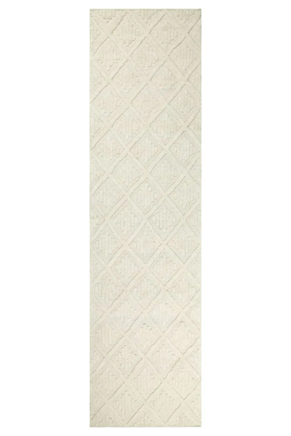 Tapis pure laine tufté main crème 80x230