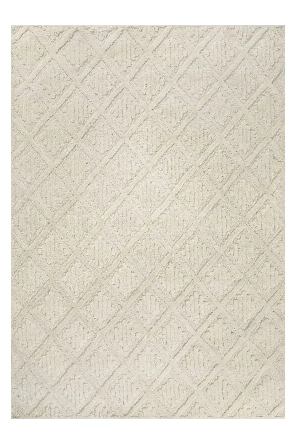 Tapis pure laine tufté main crème 70x140