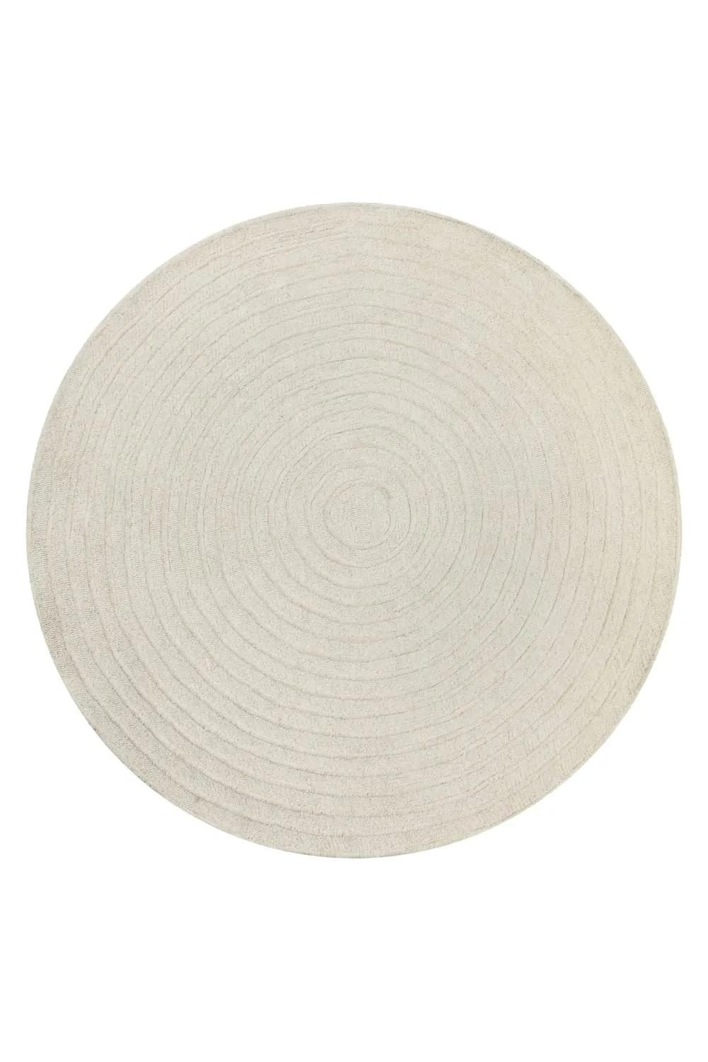 Tapis rond pure laine tufté main crème 200 cm