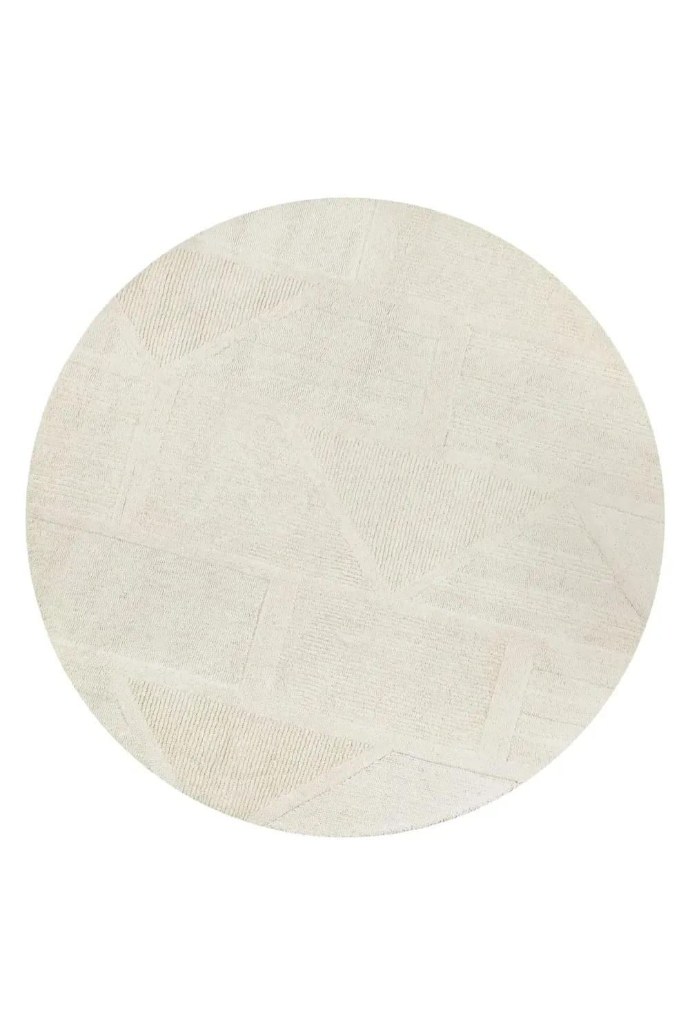 Tapis rond pure laine tufté main crème 180 cm