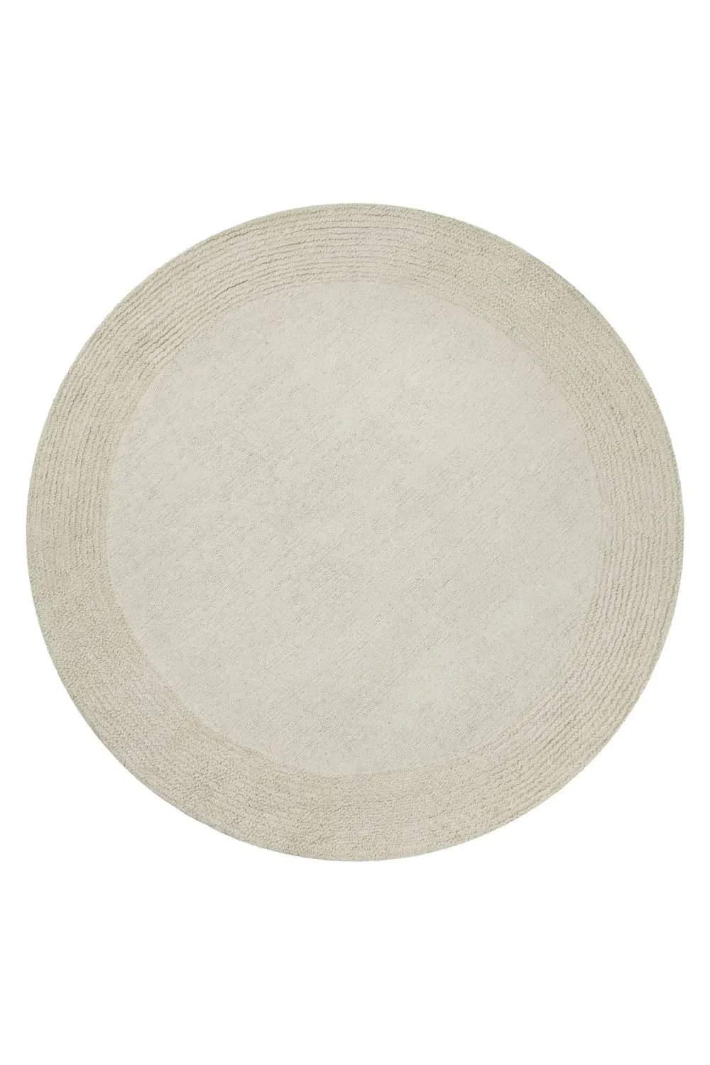 Tapis rond pure laine tufté main crème 180 cm