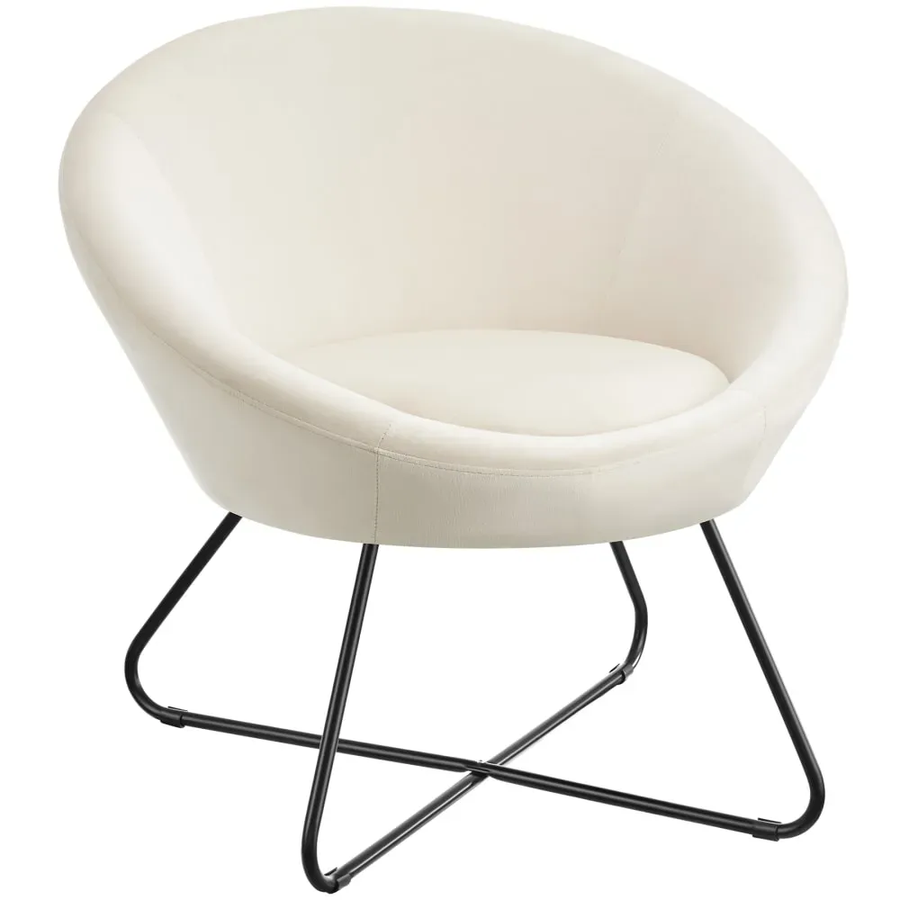 Fauteuil  rond et rembourré revêtement en velours beige