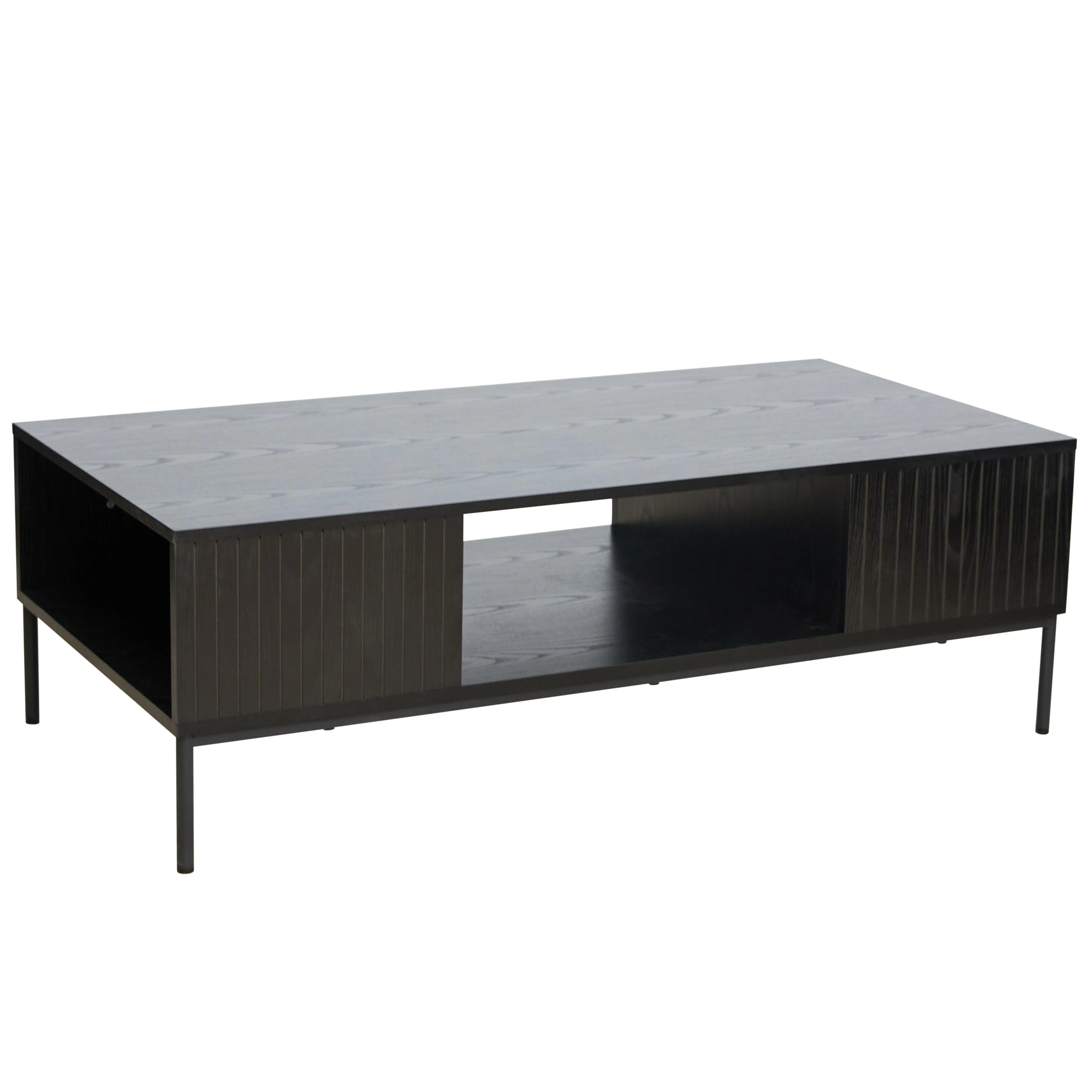 Table basse en acier et MDF décor mélaminé 120 cm noir