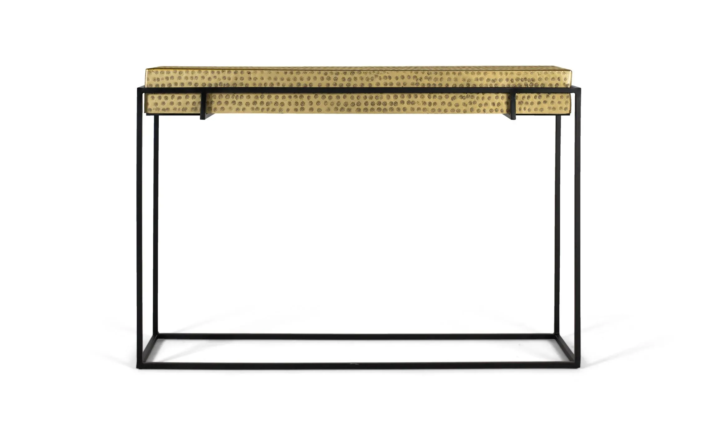 Console en acier et pieds en fer doré 123cm