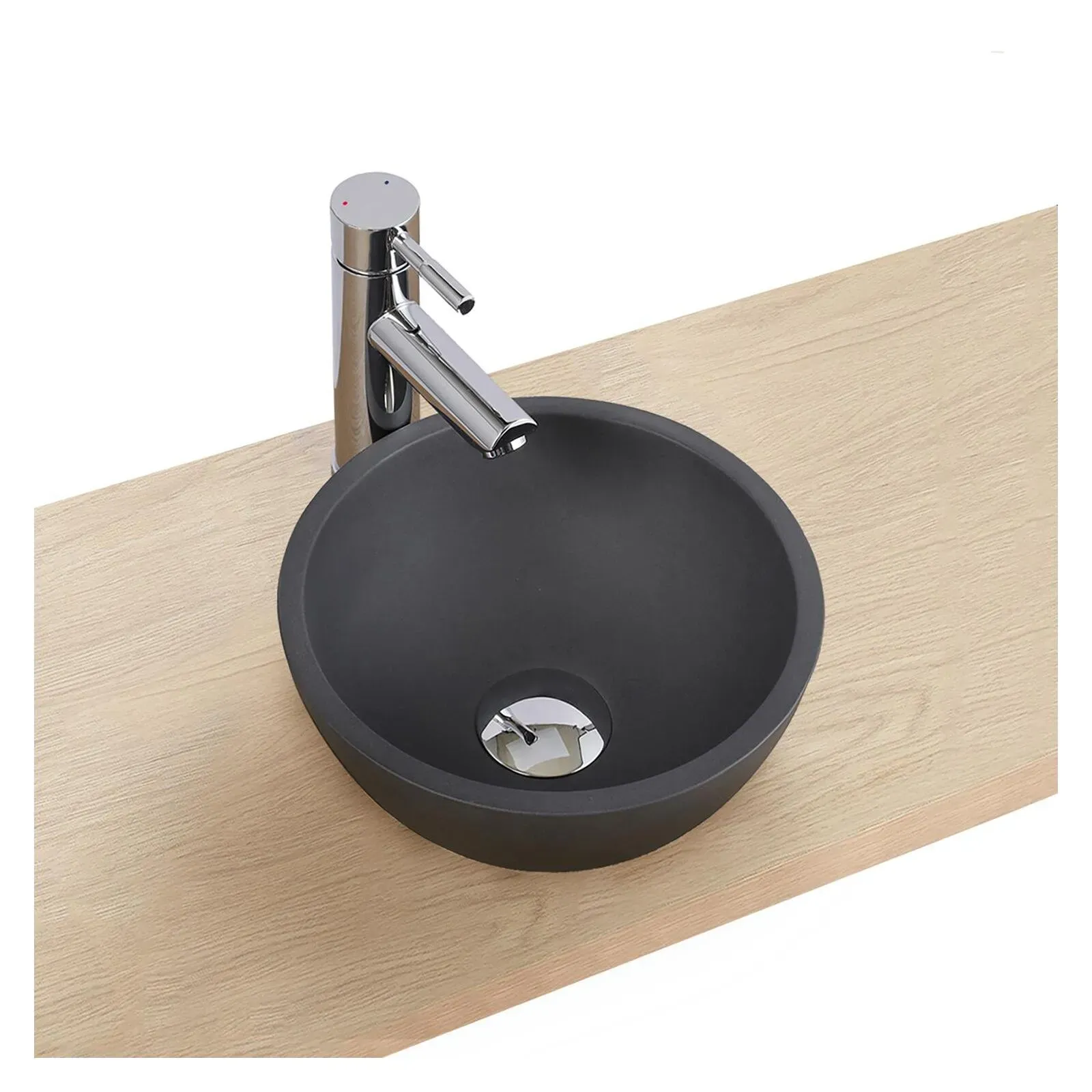 Vasque lave-mains à poser ronde en béton gris 26cm