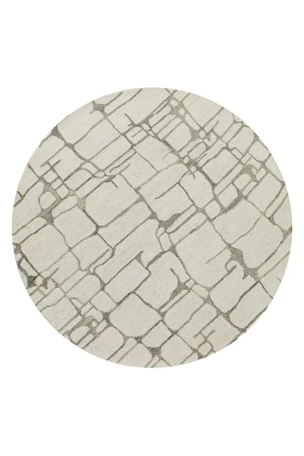Tapis rond pure laine tufté main crème 180 cm