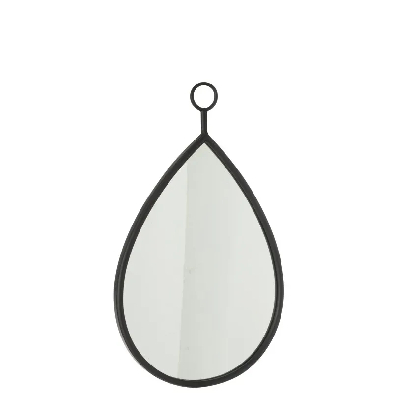 Miroir suspendu bord métal noir 37x61.5 cm