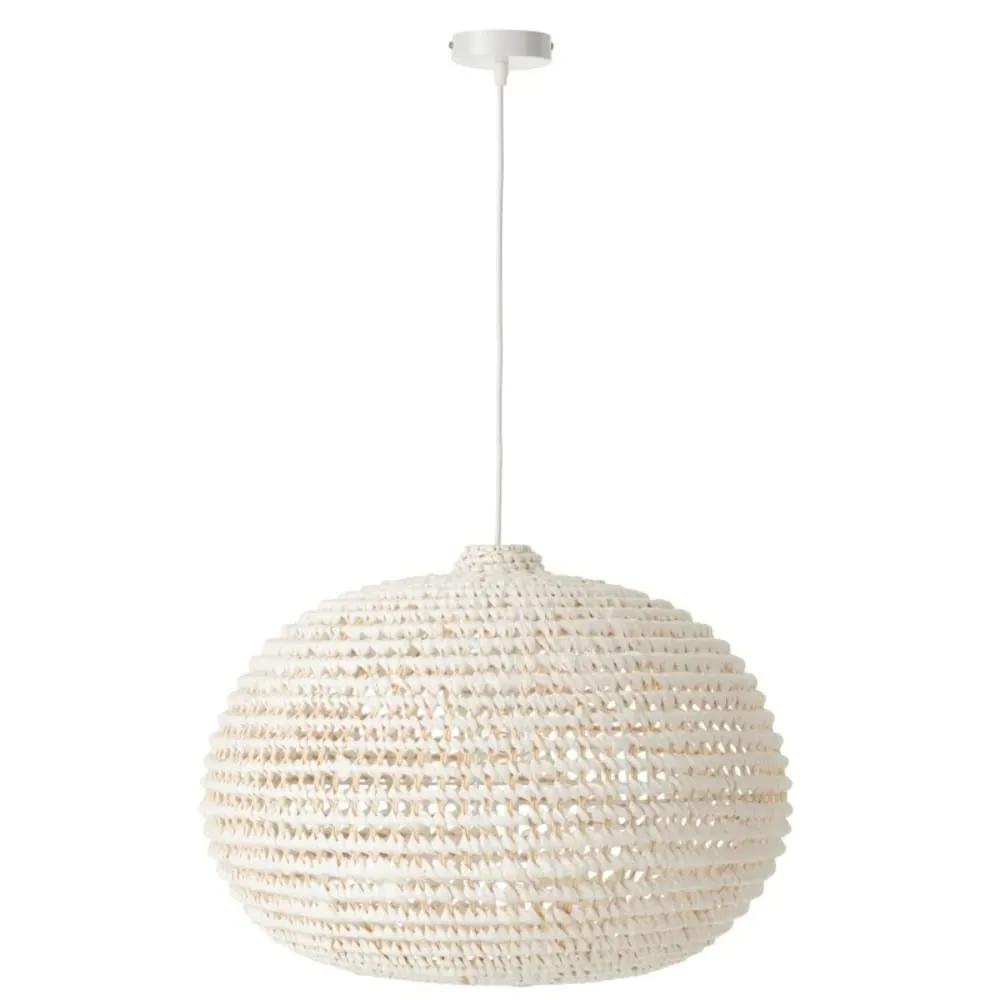 Plafonnier rond en métal torsadé blanc 55.5x55.5x40 cm