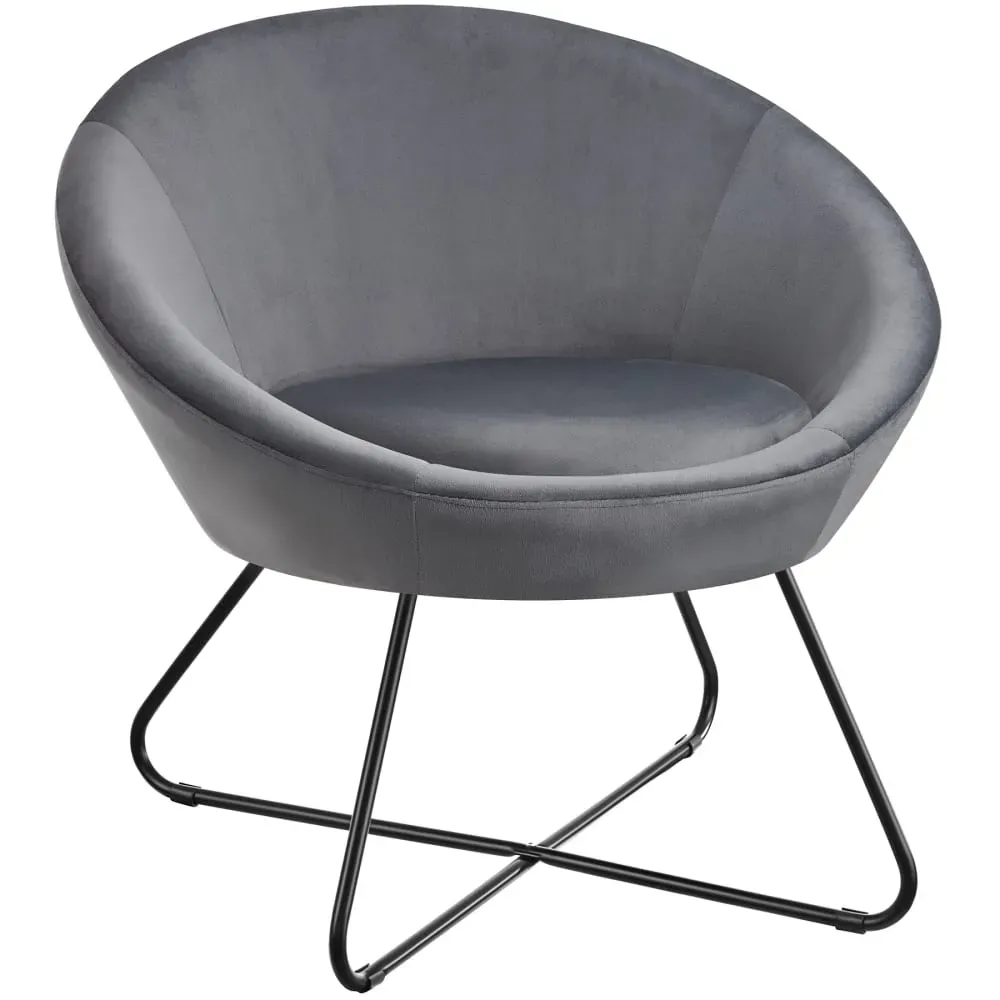 Fauteuil  rond et rembourré revêtement en velours anthracite