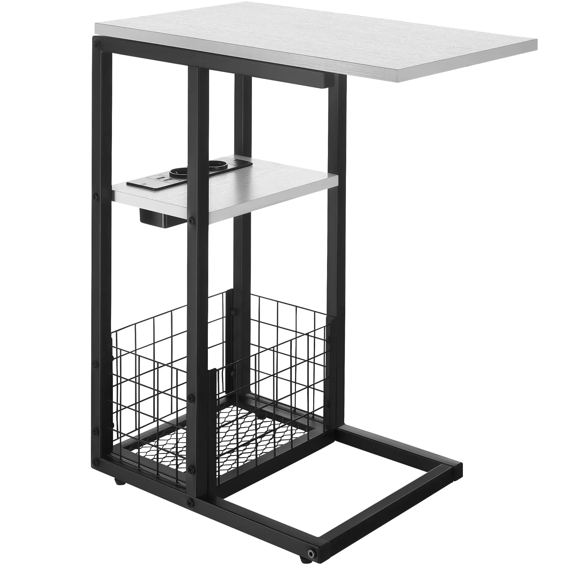 Table d'appoint pour ordinateur portable avec station de charge blanc
