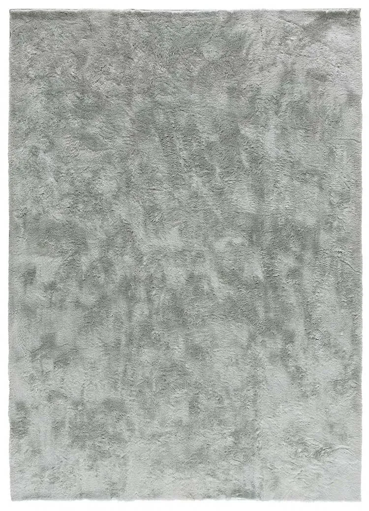 Tapis descente de lit shaggy argent antidérapant 60x110 cm